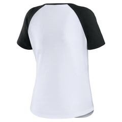 San Francisco Giants WEAR by Erin Andrews Women's Fitted Henley Raglan T-Shirt - White/Black T-shirts