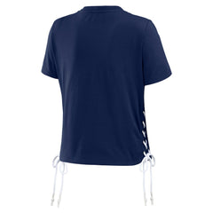Boston Red Sox WEAR by Erin Andrews Women's Side Lace-Up Cropped T-Shirt - Navy T-shirts