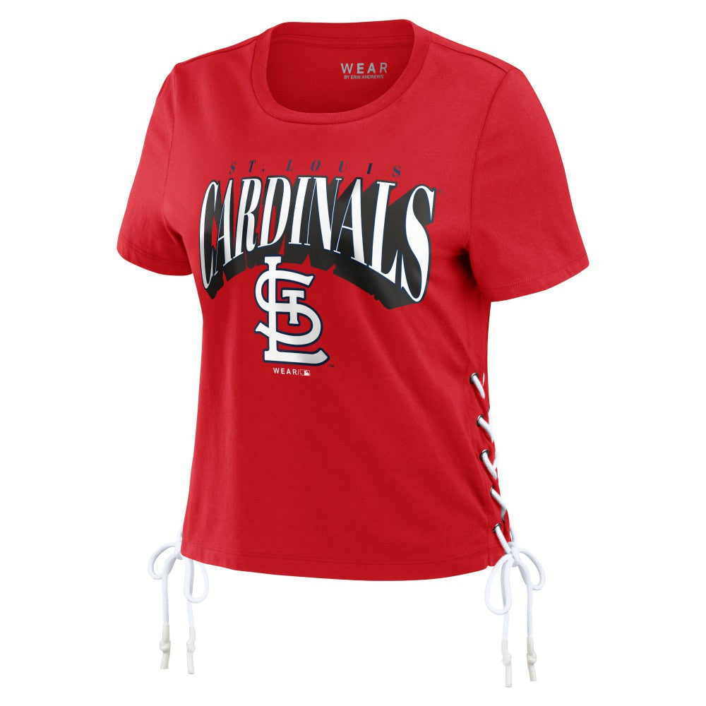 St. Louis Cardinals WEAR by Erin Andrews Women's Side Lace-Up Cropped T-Shirt - Red T-shirts