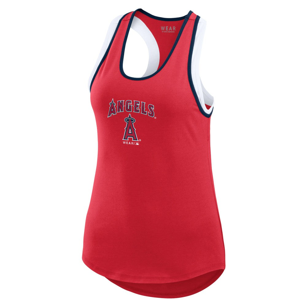 Los Angeles Angels WEAR by Erin Andrews Women's Colorblock Racerback Tank Top - Red Tanks