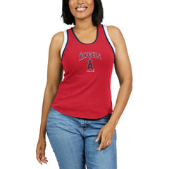 Los Angeles Angels WEAR by Erin Andrews Women's Colorblock Racerback Tank Top - Red Tanks