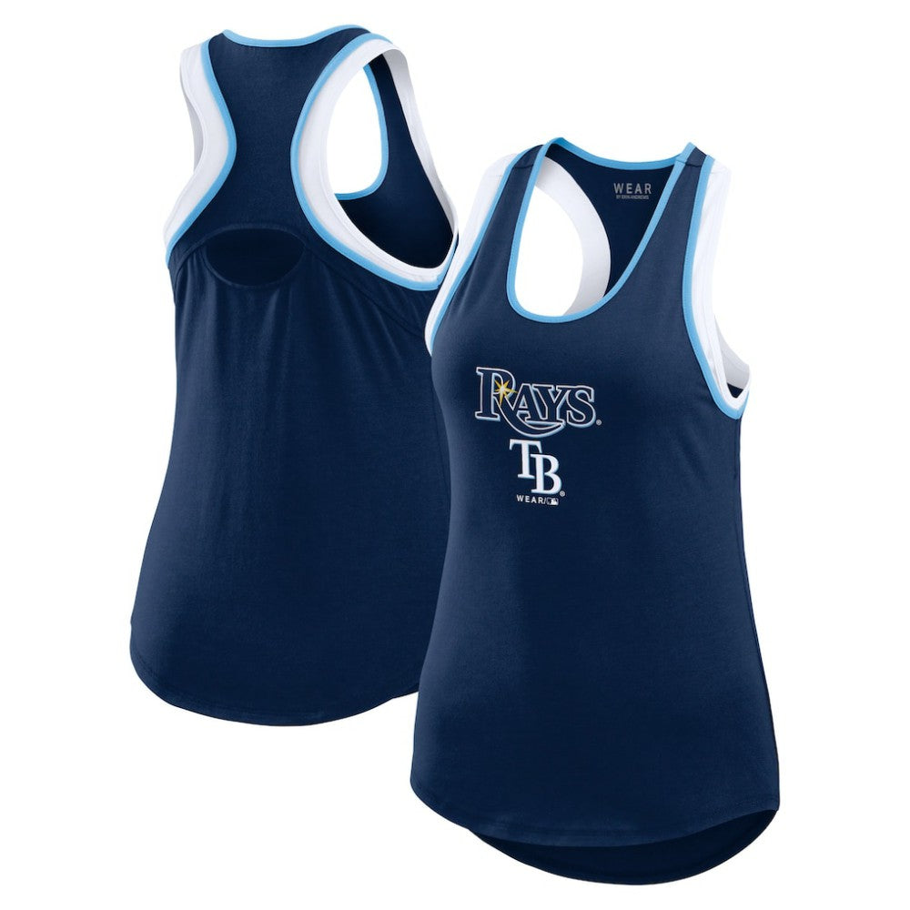 Tampa Bay Rays WEAR by Erin Andrews Women's Colorblock Racerback Tank Top - Navy Tanks