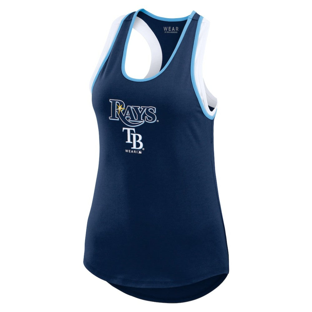 Tampa Bay Rays WEAR by Erin Andrews Women's Colorblock Racerback Tank Top - Navy Tanks