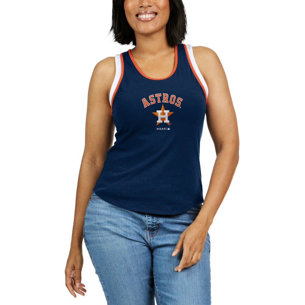 Houston Astros WEAR by Erin Andrews Women's Colorblock Racerback Tank Top - Navy Tanks
