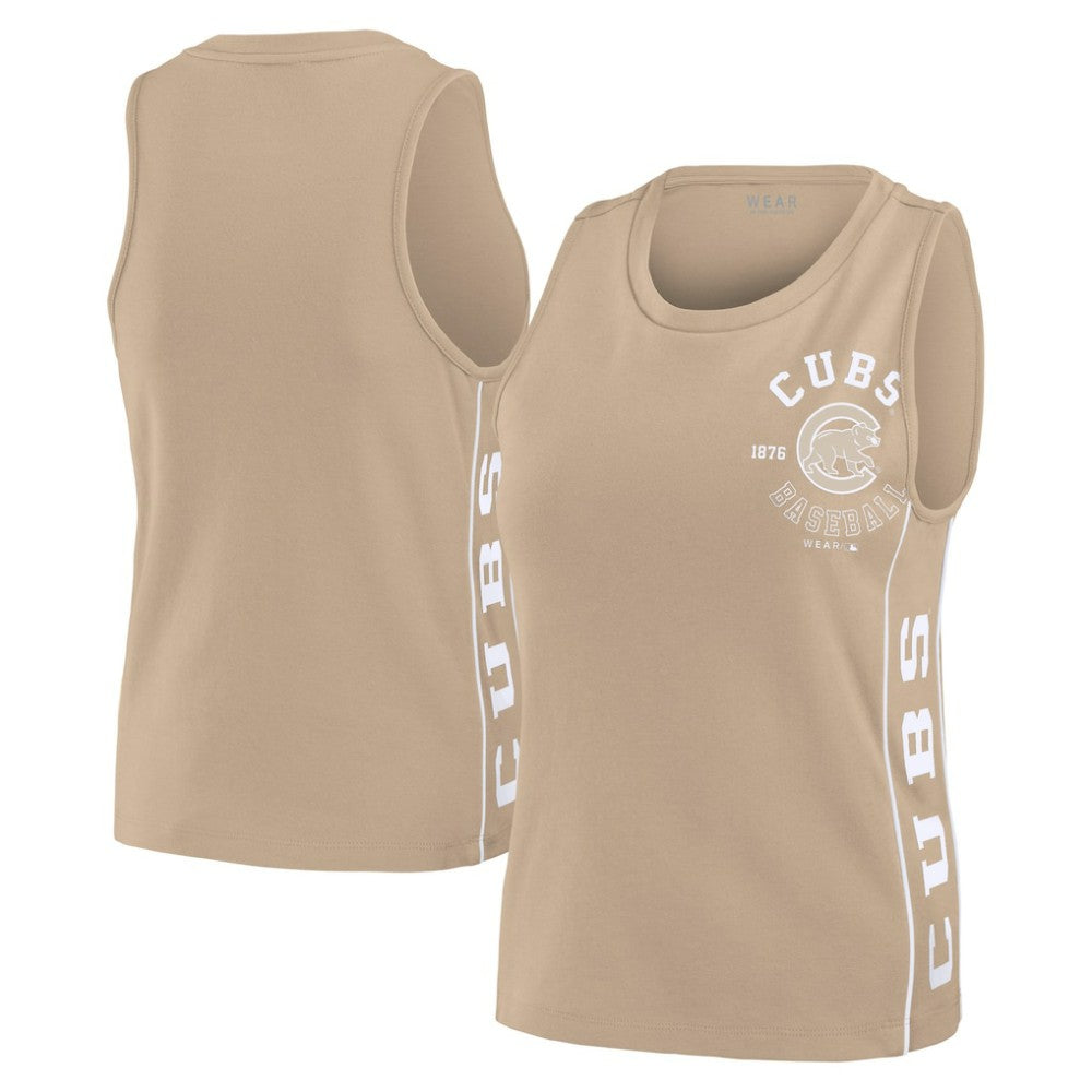 Chicago Cubs WEAR by Erin Andrews Women's Tonal Tank Top - Tan Tanks