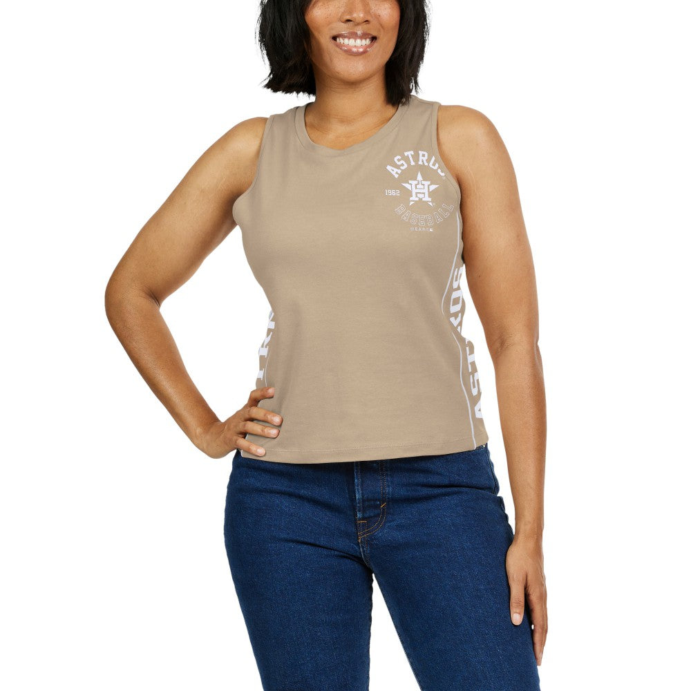 Houston Astros WEAR by Erin Andrews Women's Tonal Tank Top - Tan Tanks