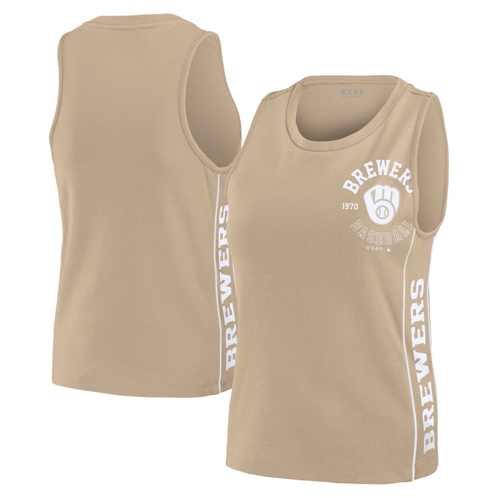 Milwaukee Brewers WEAR by Erin Andrews Women's Tonal Tank Top - Tan Tanks