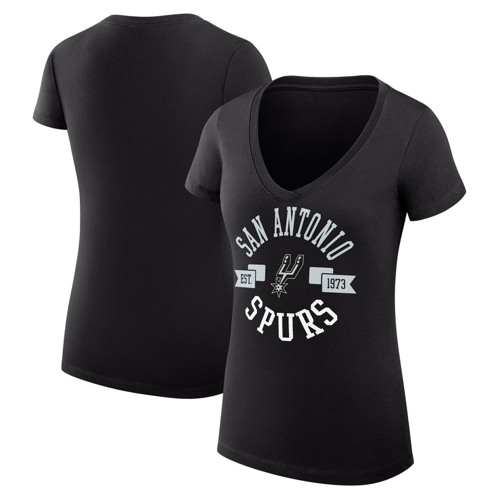 San Antonio Spurs G-III 4Her by Carl Banks Women's Super-Slim Fit Lightweight Large City Logo V-Neck T-Shirt Black