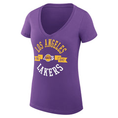 Los Angeles Lakers G-III 4Her by Carl Banks Women's Super-Slim Fit Lightweight Large City Logo V-Neck T-Shirt Purple