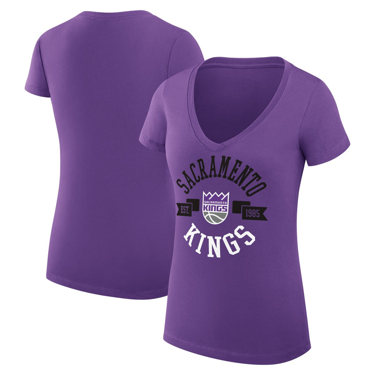 Sacramento Kings G-III 4Her by Carl Banks Women's Super-Slim Fit Lightweight Large City Logo V-Neck T-Shirt Purple outlet