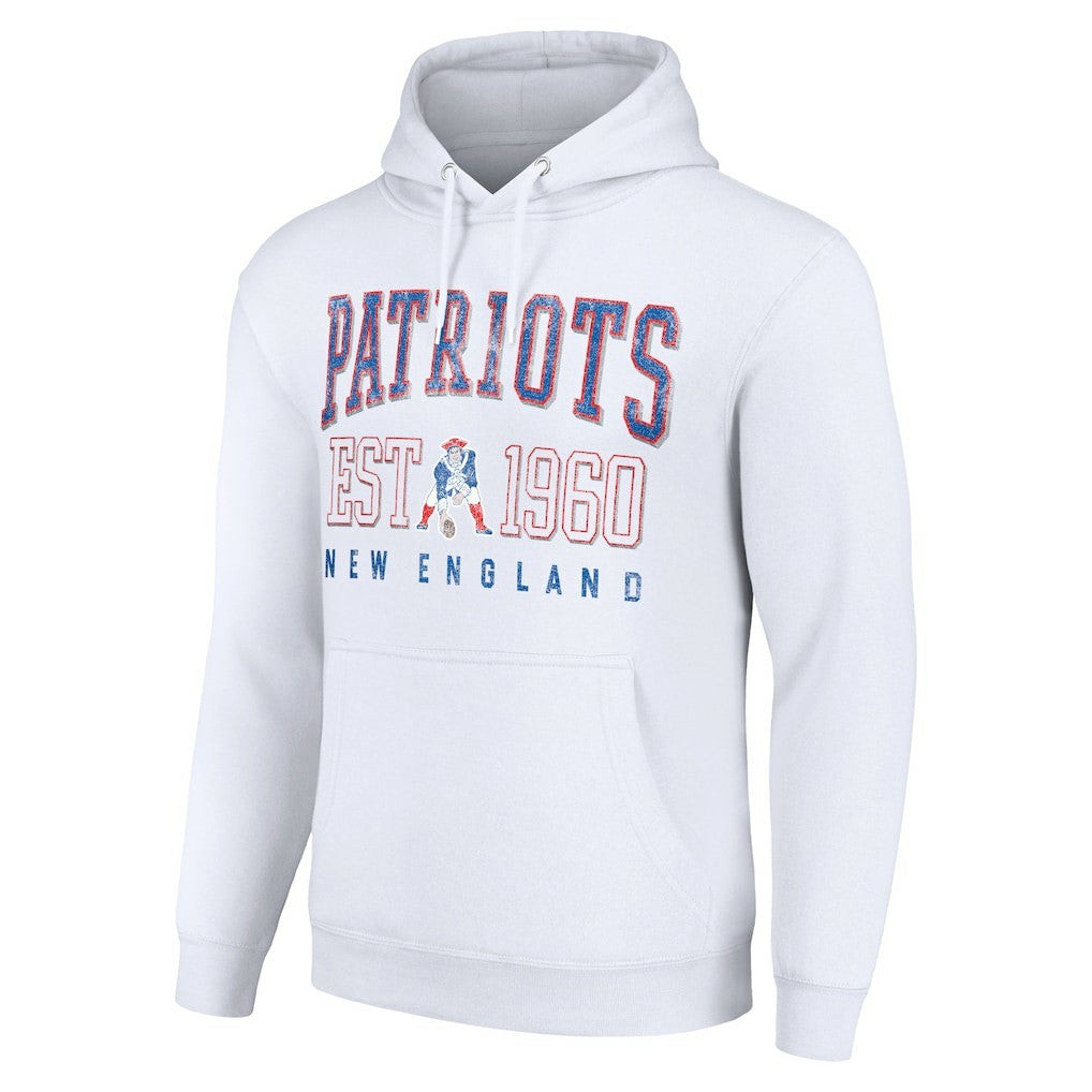 New England Patriots Starter Unisex Throwback Logo Pullover Hoodie - White Hoodies