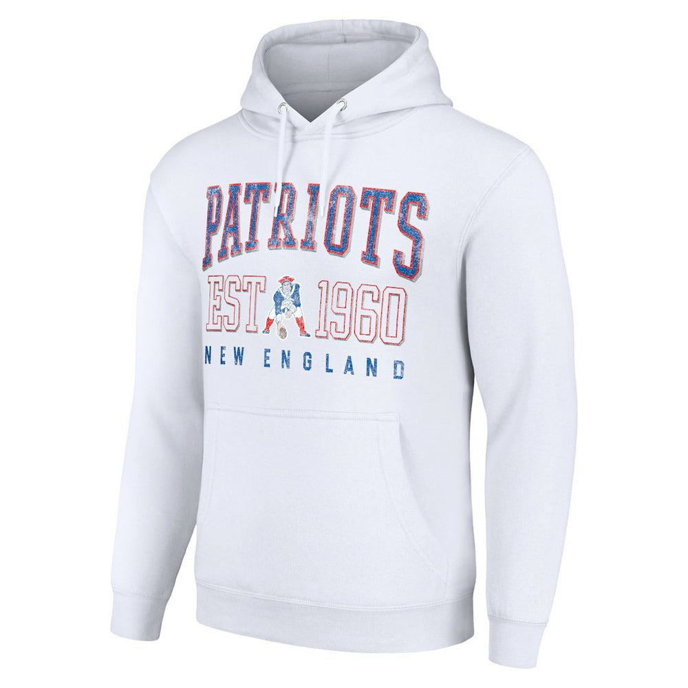New England Patriots Starter Unisex Throwback Logo Pullover Hoodie - White Hoodies