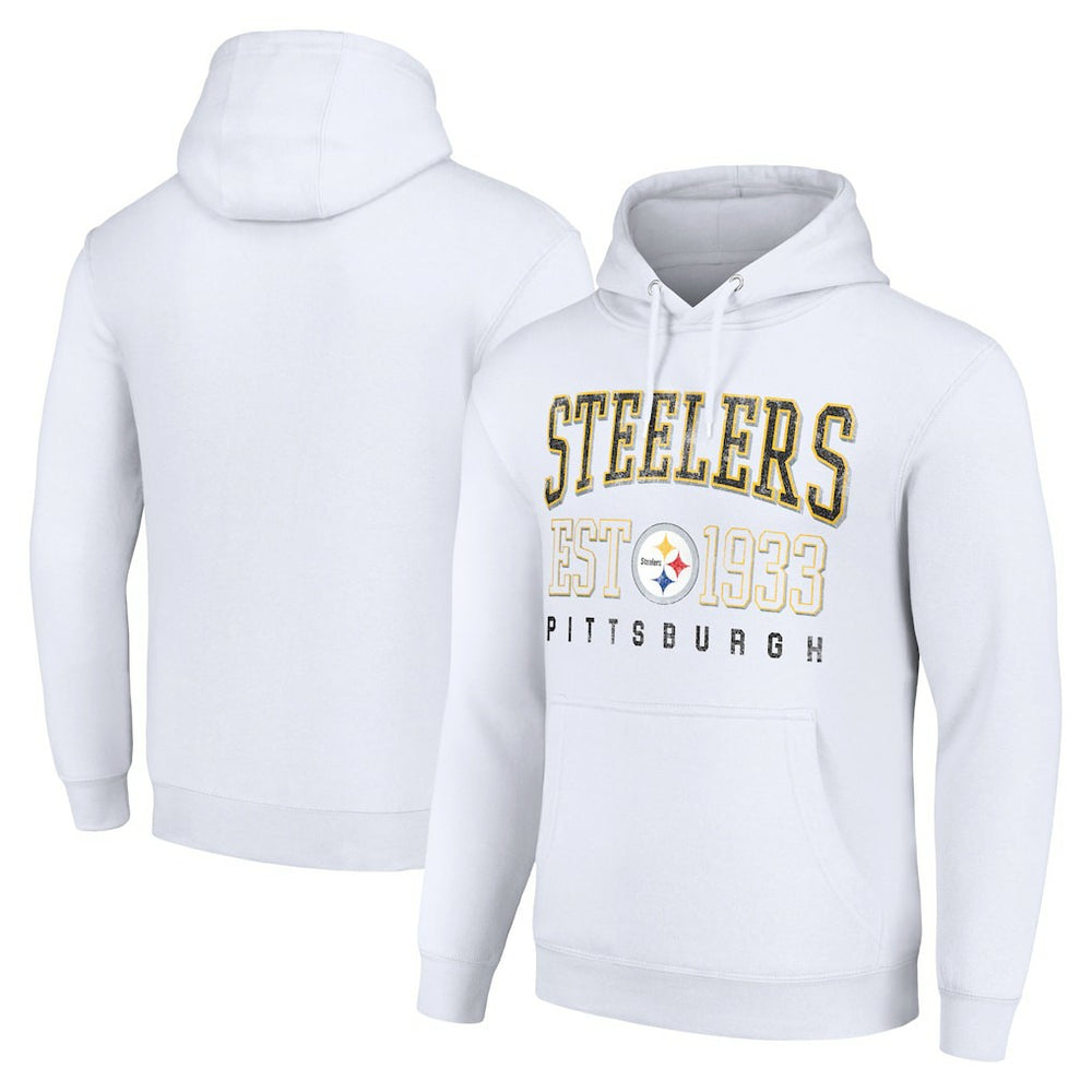 Pittsburgh Steelers Starter Unisex Throwback Logo Pullover Hoodie - White Hoodies