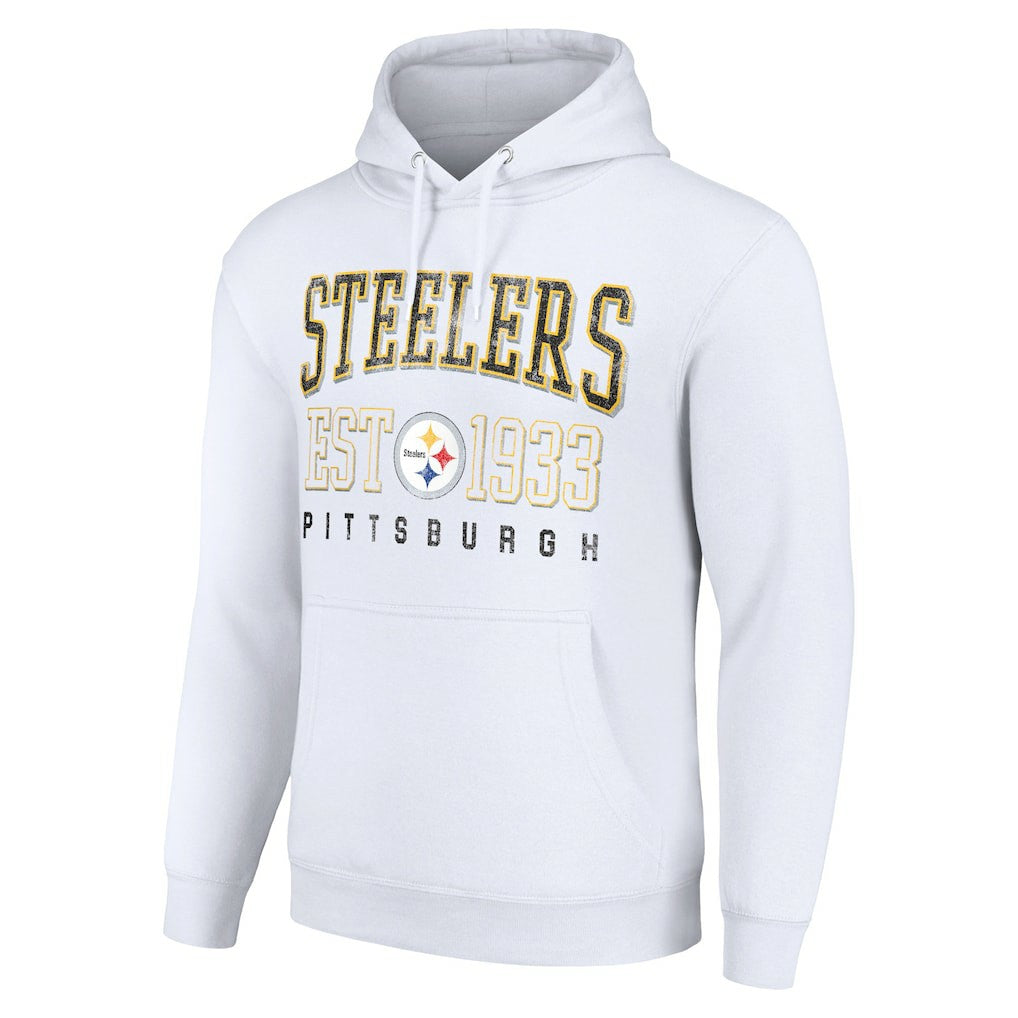 Pittsburgh Steelers Starter Unisex Throwback Logo Pullover Hoodie - White Hoodies