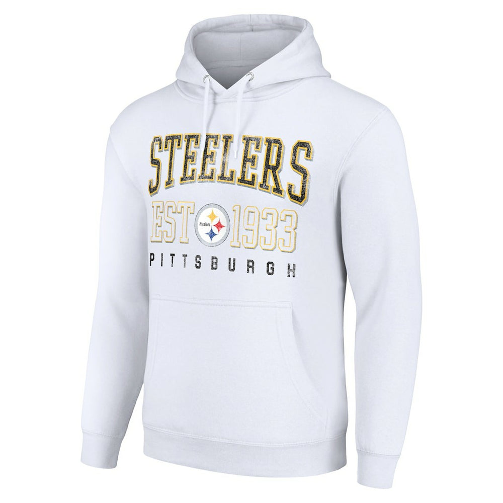 Pittsburgh Steelers Starter Unisex Throwback Logo Pullover Hoodie - White Hoodies