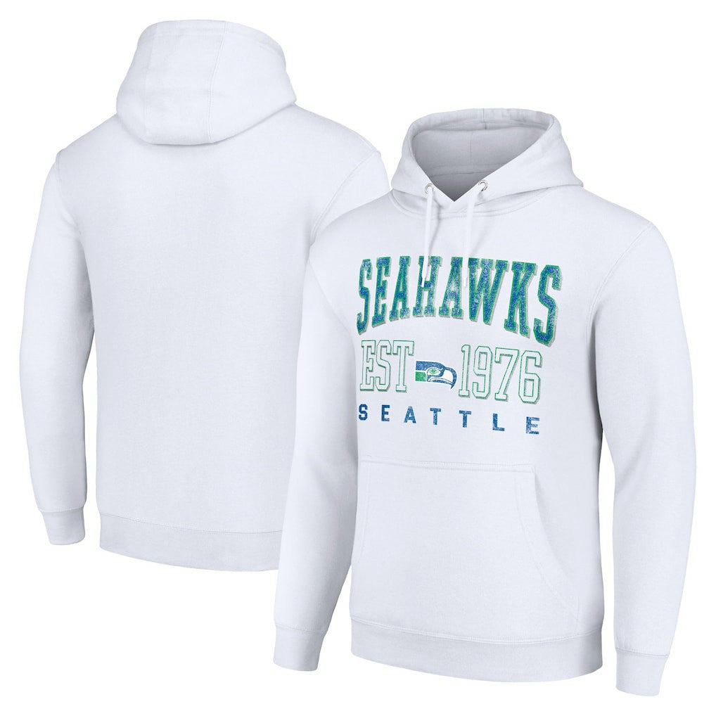 Seattle Seahawks Starter Unisex Throwback Logo Pullover Hoodie - White Hoodies