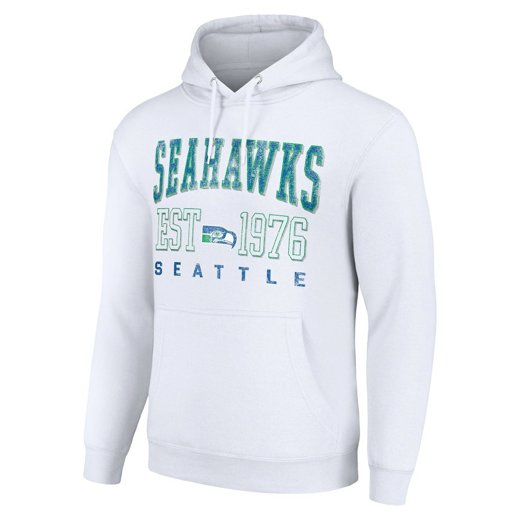 Seattle Seahawks Starter Unisex Throwback Logo Pullover Hoodie - White Hoodies