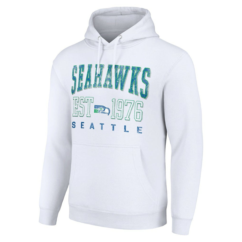 Seattle Seahawks Starter Unisex Throwback Logo Pullover Hoodie - White Hoodies