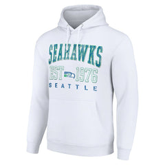 Seattle Seahawks Starter Unisex Throwback Logo Pullover Hoodie - White Hoodies
