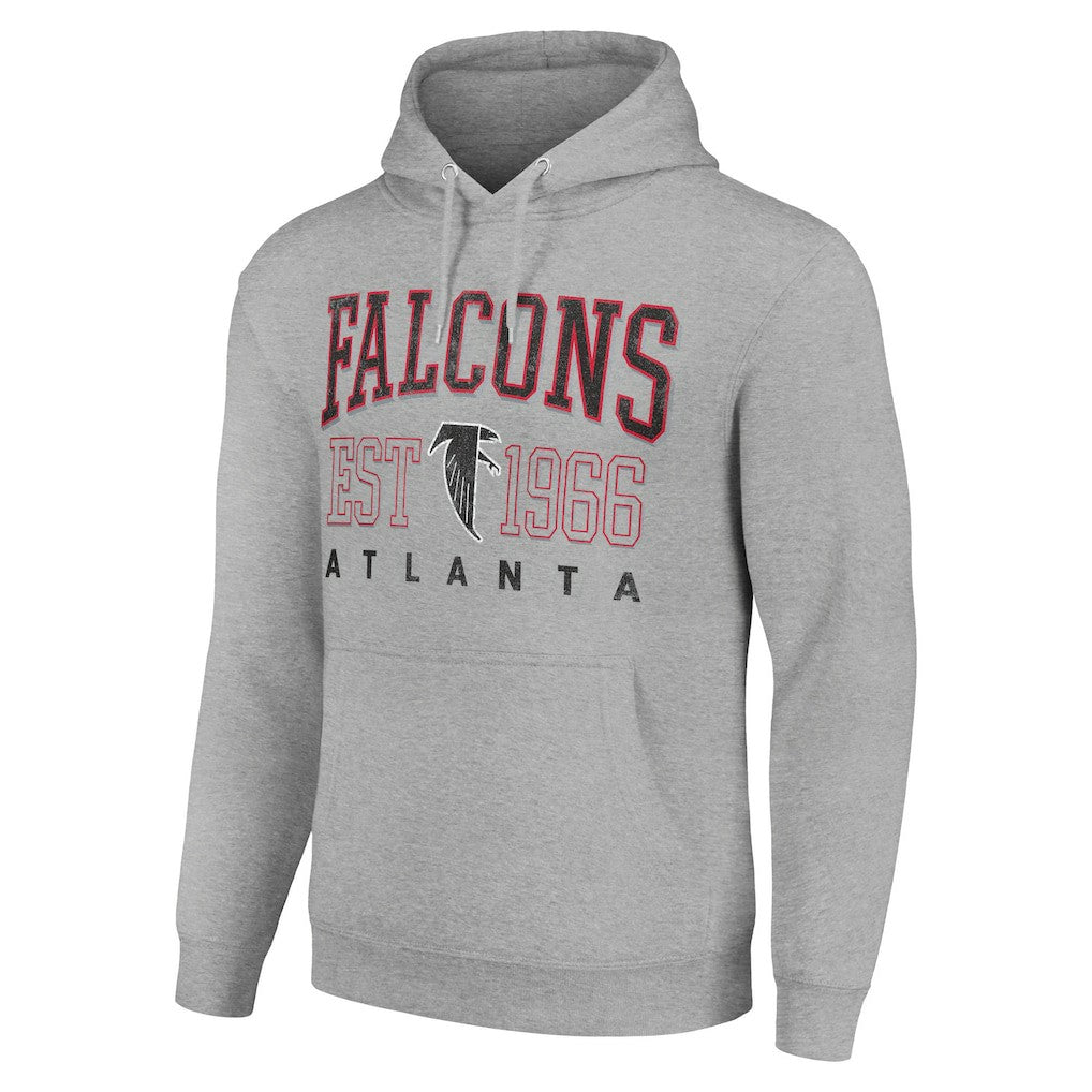 Atlanta Falcons Starter Unisex Throwback Logo Pullover Hoodie - Heather Gray Hoodies