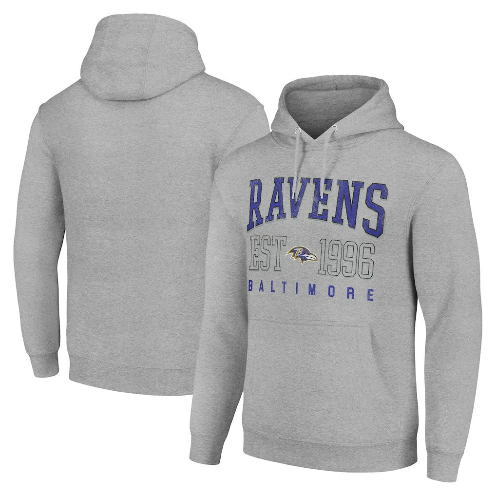 Baltimore Ravens Starter Unisex Throwback Logo Pullover Hoodie - Heather Gray Hoodies