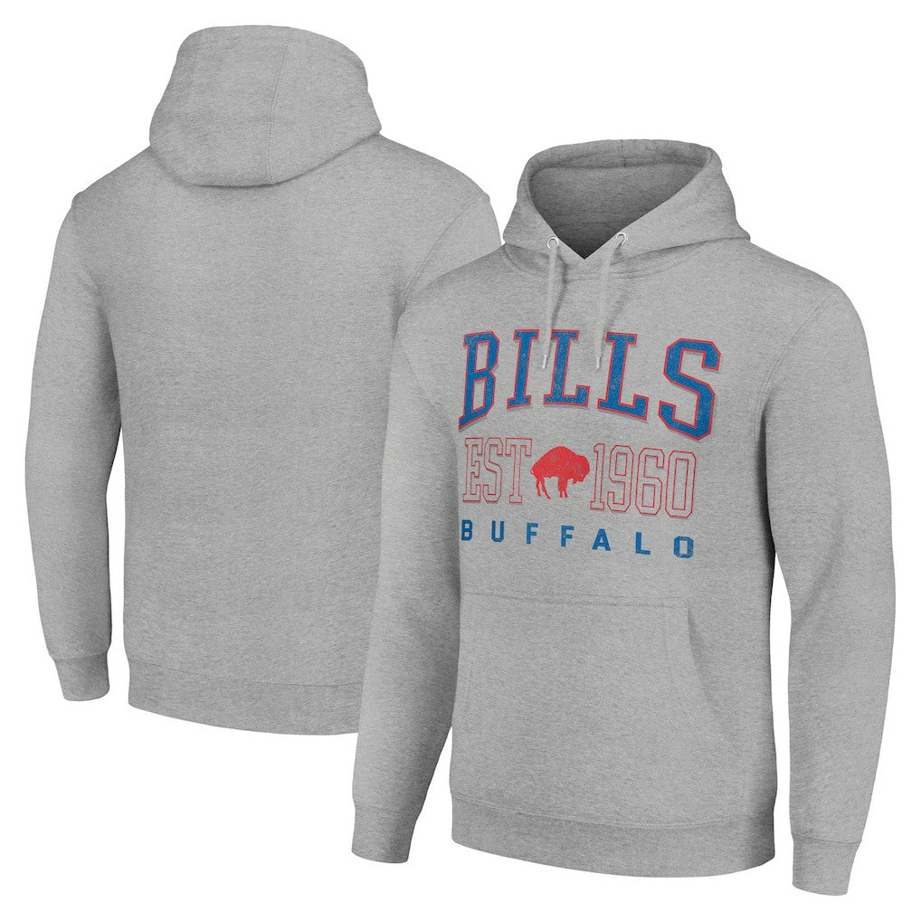 Buffalo Bills Starter Unisex Throwback Logo Pullover Hoodie - Heather Gray Hoodies