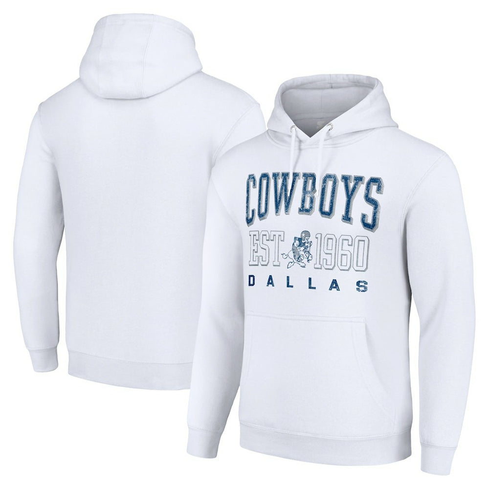 Dallas Cowboys Starter Unisex Throwback Logo Pullover Hoodie - White Hoodies