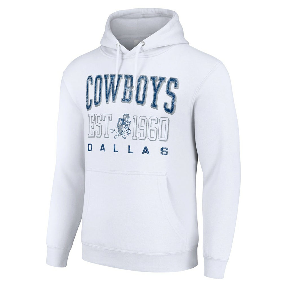 Dallas Cowboys Starter Unisex Throwback Logo Pullover Hoodie - White Hoodies