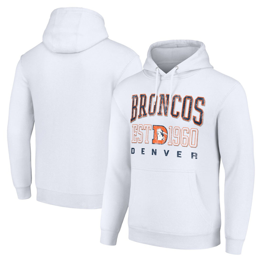 Denver Broncos Starter Unisex Throwback Logo Pullover Hoodie - White Hoodies