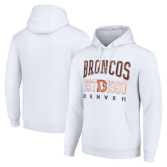 Denver Broncos Starter Unisex Throwback Logo Pullover Hoodie - White Hoodies