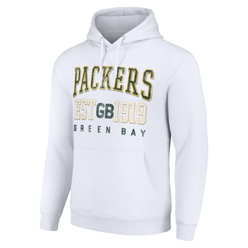 Green Bay Packers Starter Unisex Throwback Logo Pullover Hoodie - White Hoodies