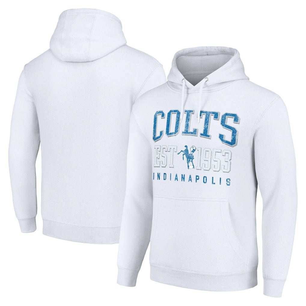 Indianapolis Colts Starter Unisex Throwback Logo Pullover Hoodie - White Hoodies