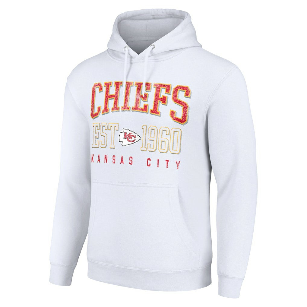 Kansas City Chiefs Starter Unisex Throwback Logo Pullover Hoodie - White Hoodies