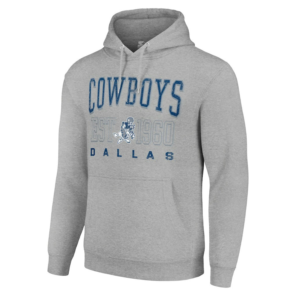 Dallas Cowboys Starter Unisex Throwback Logo Pullover Hoodie - Heather Gray Hoodies