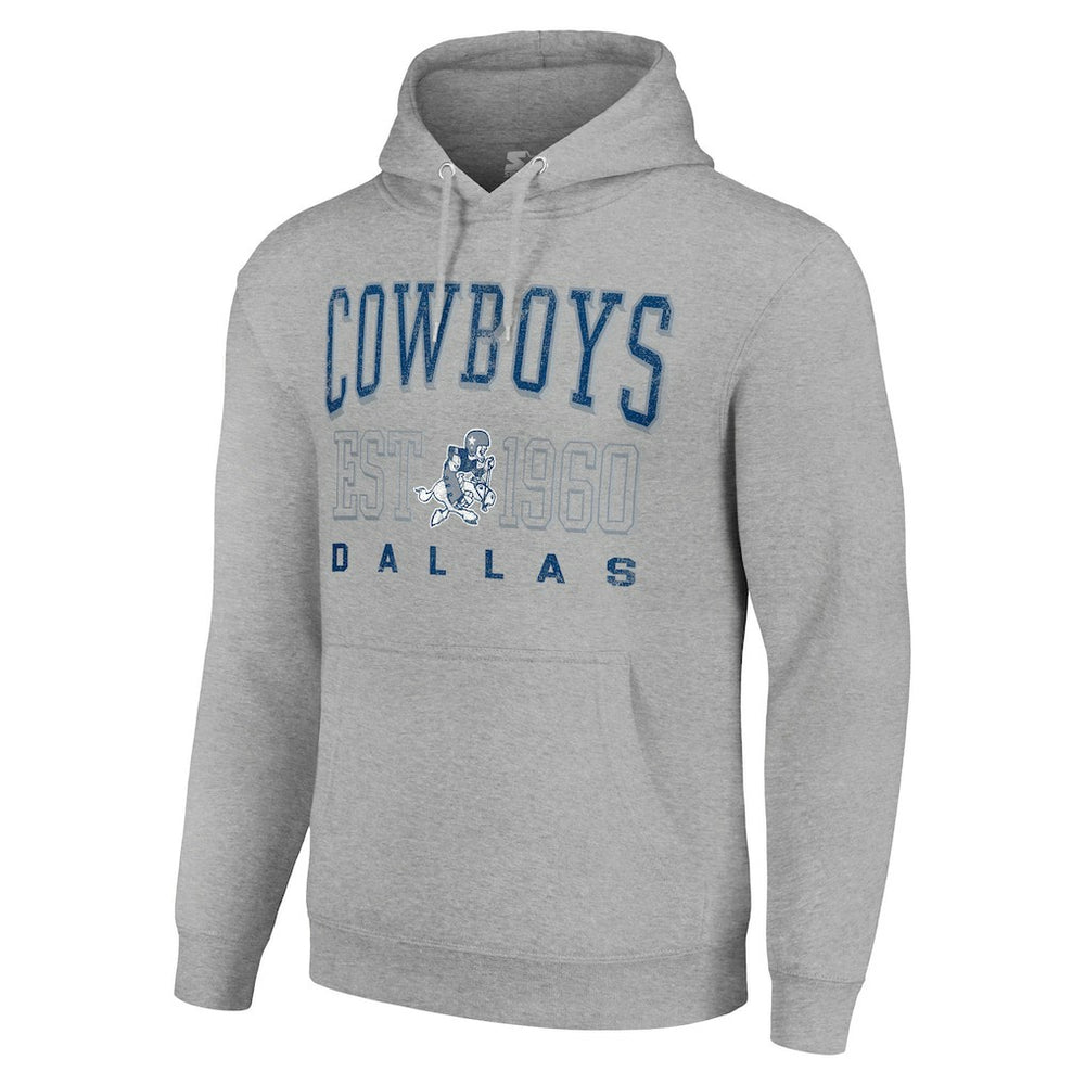 Dallas Cowboys Starter Unisex Throwback Logo Pullover Hoodie - Heather Gray Hoodies