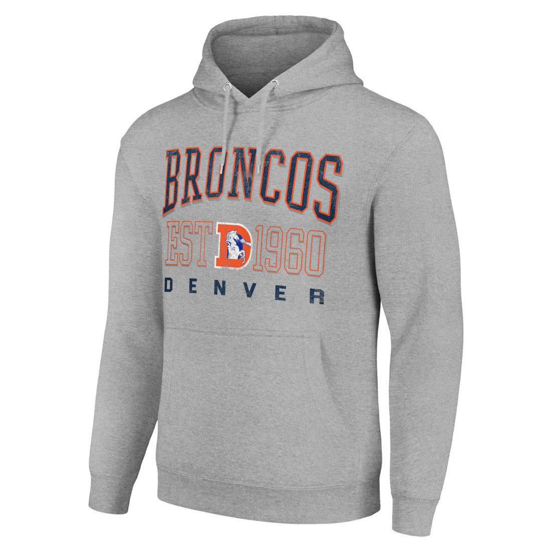 Denver Broncos Starter Unisex Throwback Logo Pullover Hoodie - Heather Gray Hoodies