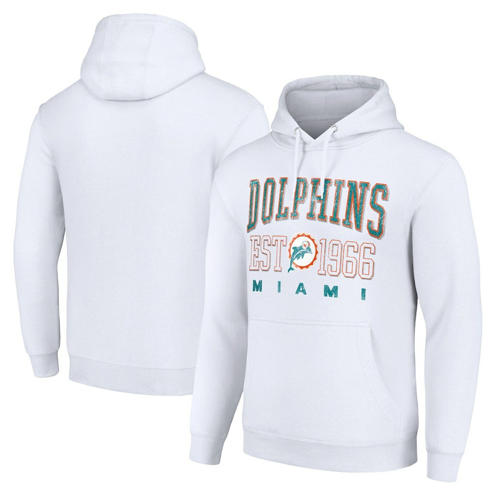 Miami Dolphins Starter Unisex Throwback Logo Pullover Hoodie - White Hoodies