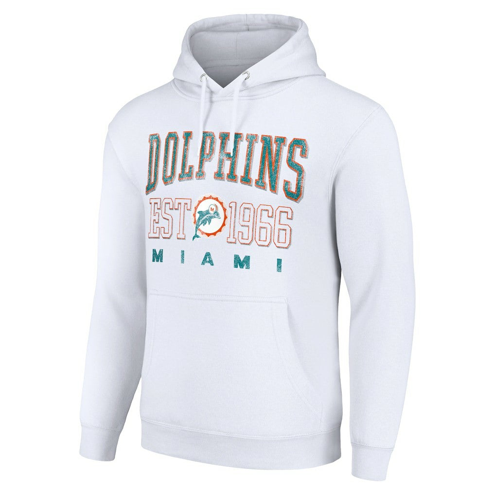 Miami Dolphins Starter Unisex Throwback Logo Pullover Hoodie - White Hoodies