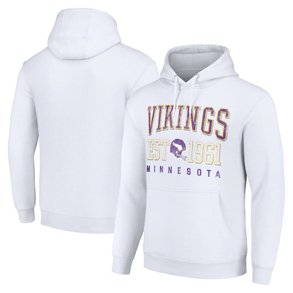 Minnesota Vikings Starter Unisex Throwback Logo Pullover Hoodie - White Hoodies