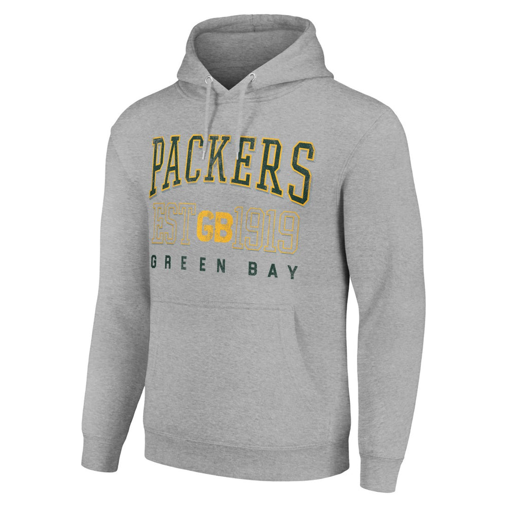 Green Bay Packers Starter Unisex Throwback Logo Pullover Hoodie - Heather Gray Hoodies