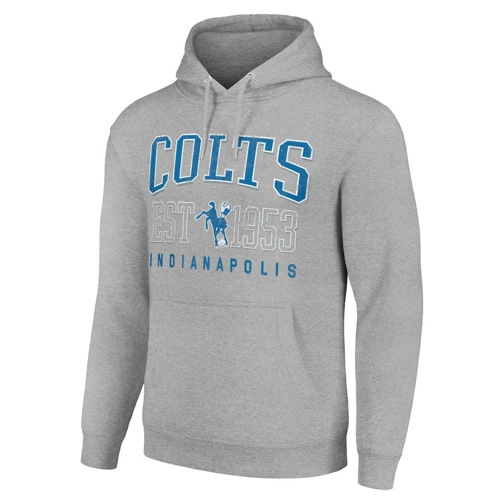 Indianapolis Colts Starter Unisex Throwback Logo Pullover Hoodie - Heather Gray Hoodies
