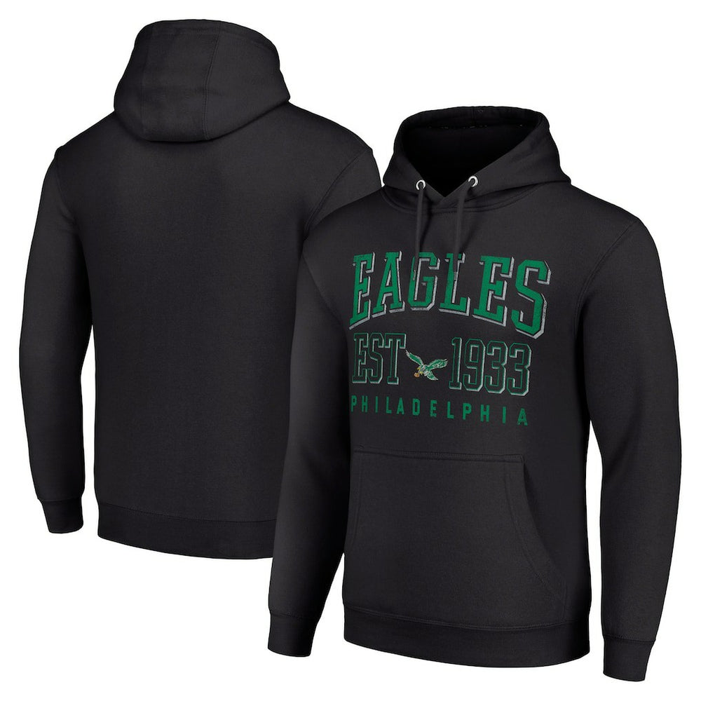 Philadelphia Eagles Starter Unisex Throwback Logo Pullover Hoodie - Black Hoodies