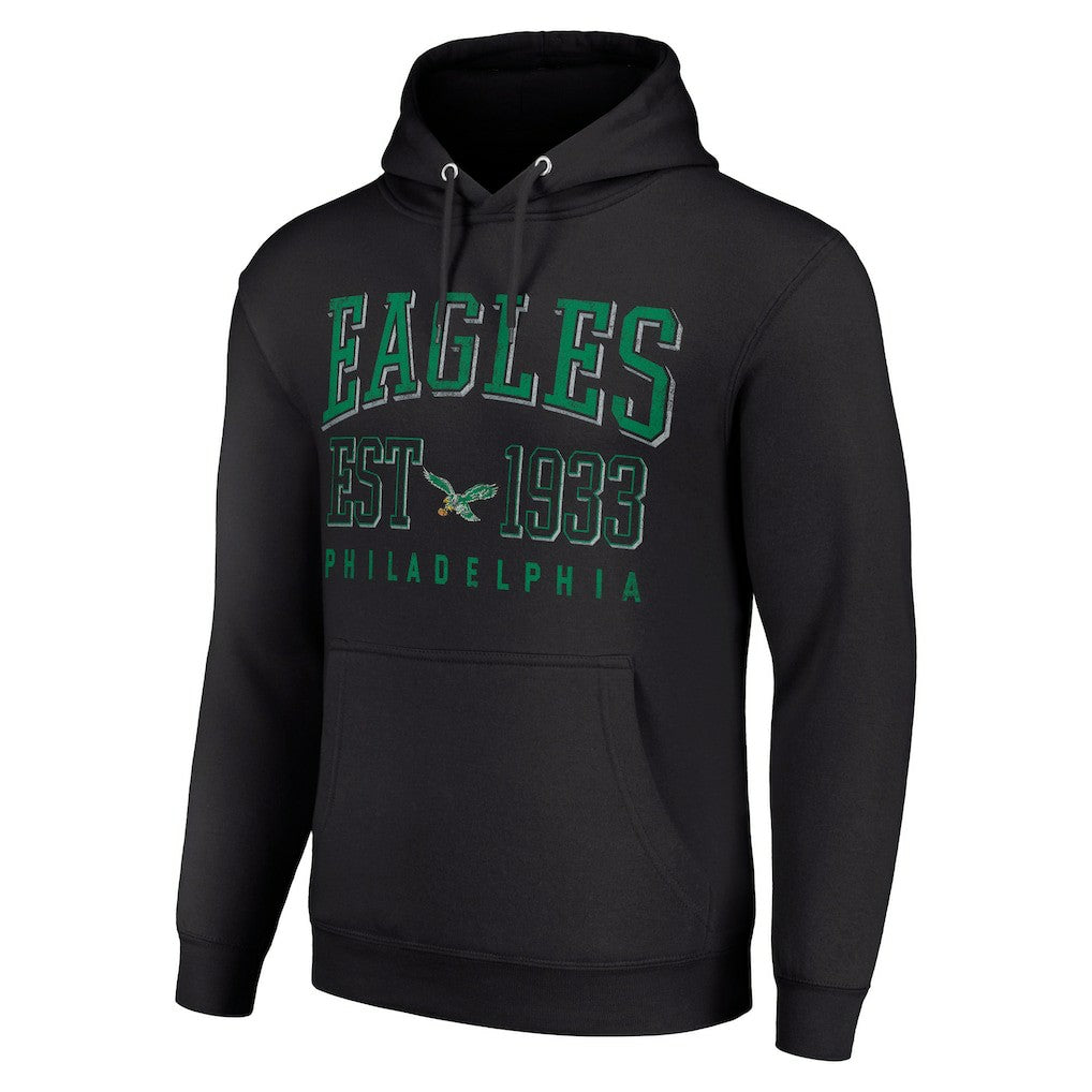Philadelphia Eagles Starter Unisex Throwback Logo Pullover Hoodie - Black Hoodies