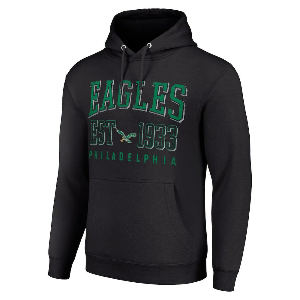 Philadelphia Eagles Starter Unisex Throwback Logo Pullover Hoodie - Black Hoodies