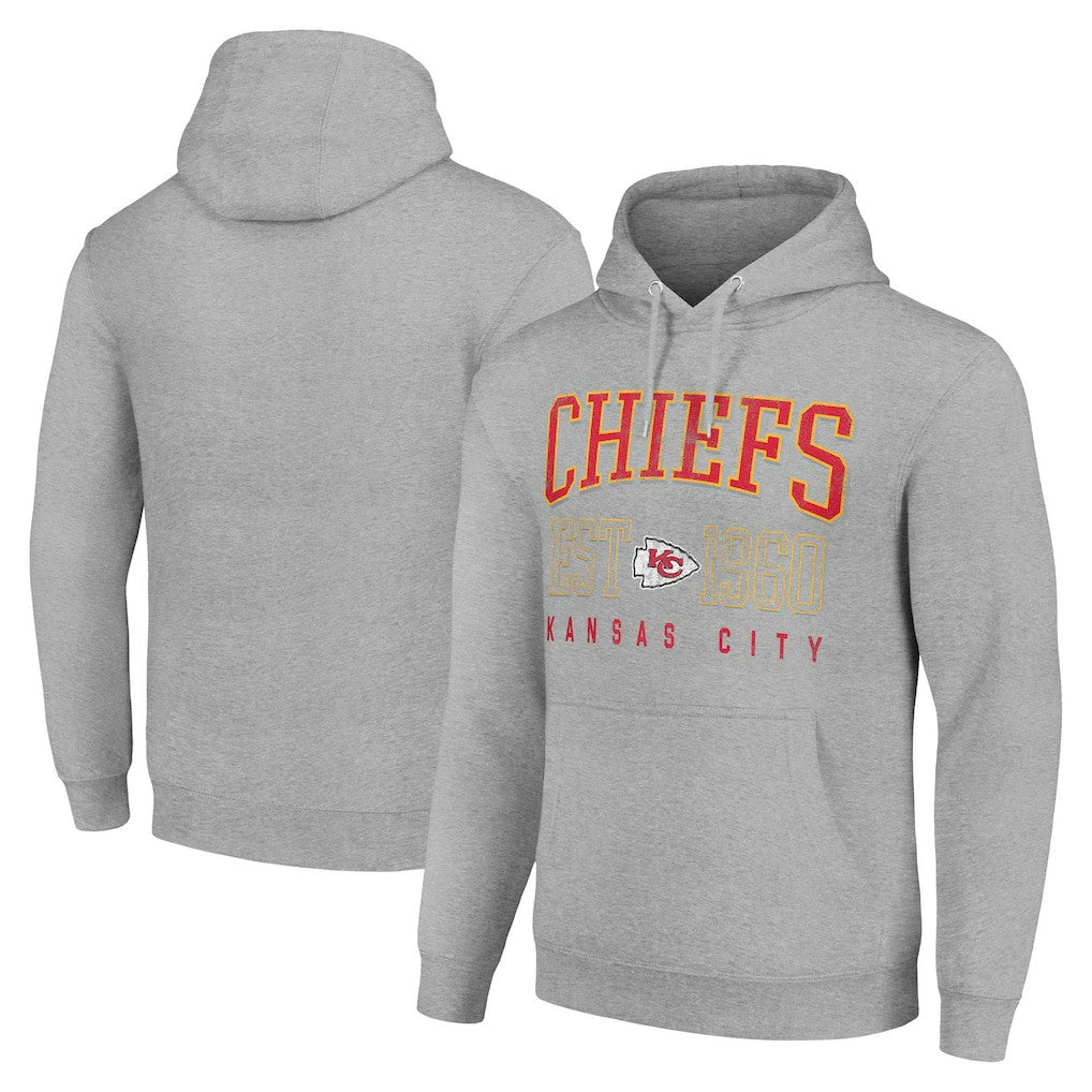 Kansas City Chiefs Starter Unisex Throwback Logo Pullover Hoodie - Heather Gray Hoodies