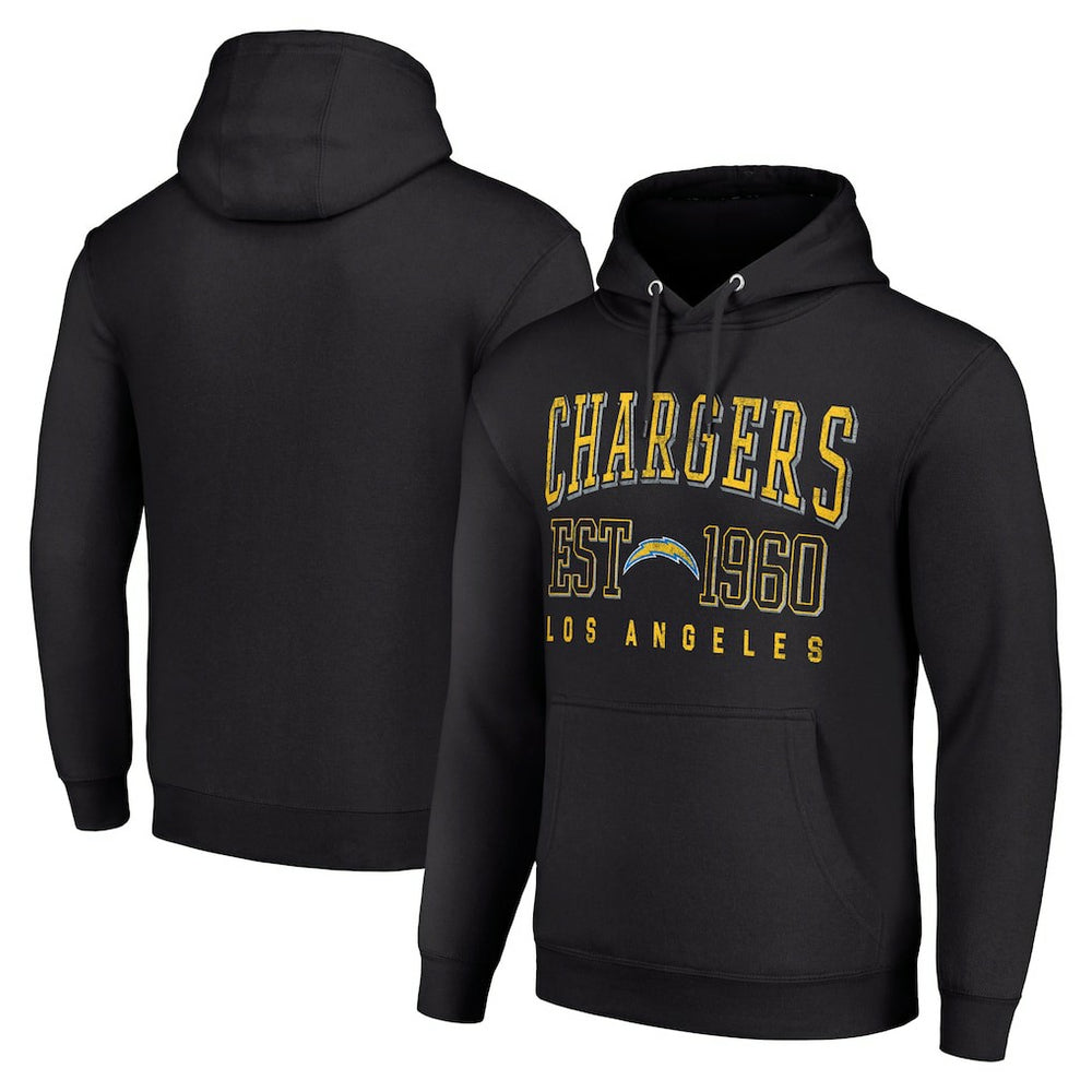 Los Angeles Chargers Starter Unisex Throwback Logo Pullover Hoodie - Black Hoodies