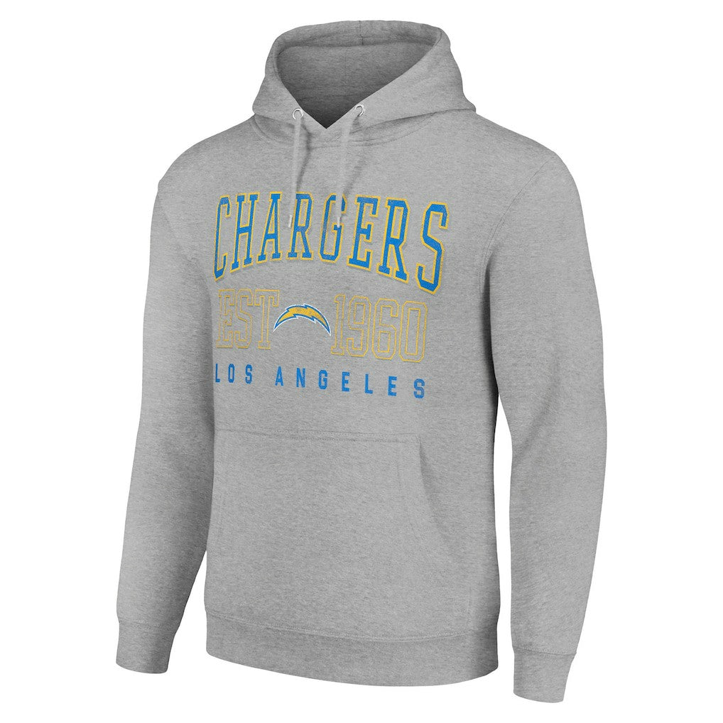 Los Angeles Chargers Starter Unisex Throwback Logo Pullover Hoodie - Heather Gray Hoodies