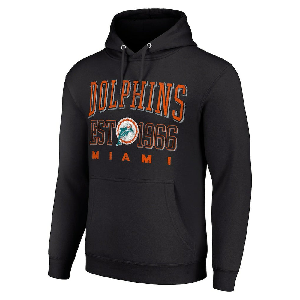 Miami Dolphins Starter Unisex Throwback Logo Pullover Hoodie - Black Hoodies