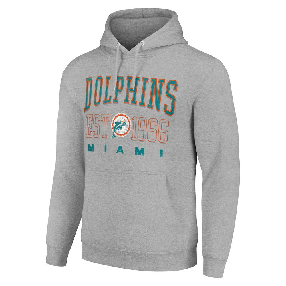 Miami Dolphins Starter Unisex Throwback Logo Pullover Hoodie - Heather Gray Hoodies
