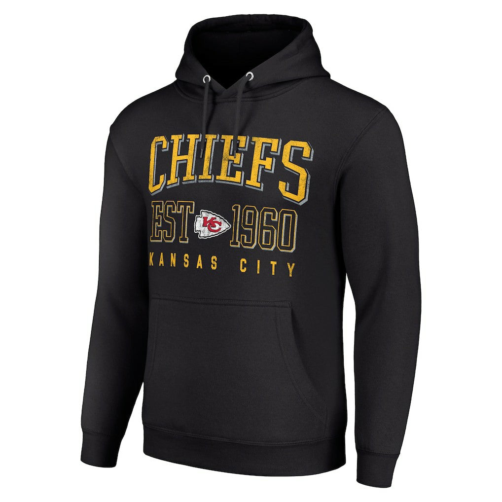 Kansas City Chiefs Starter Unisex Throwback Logo Pullover Hoodie - Black Hoodies